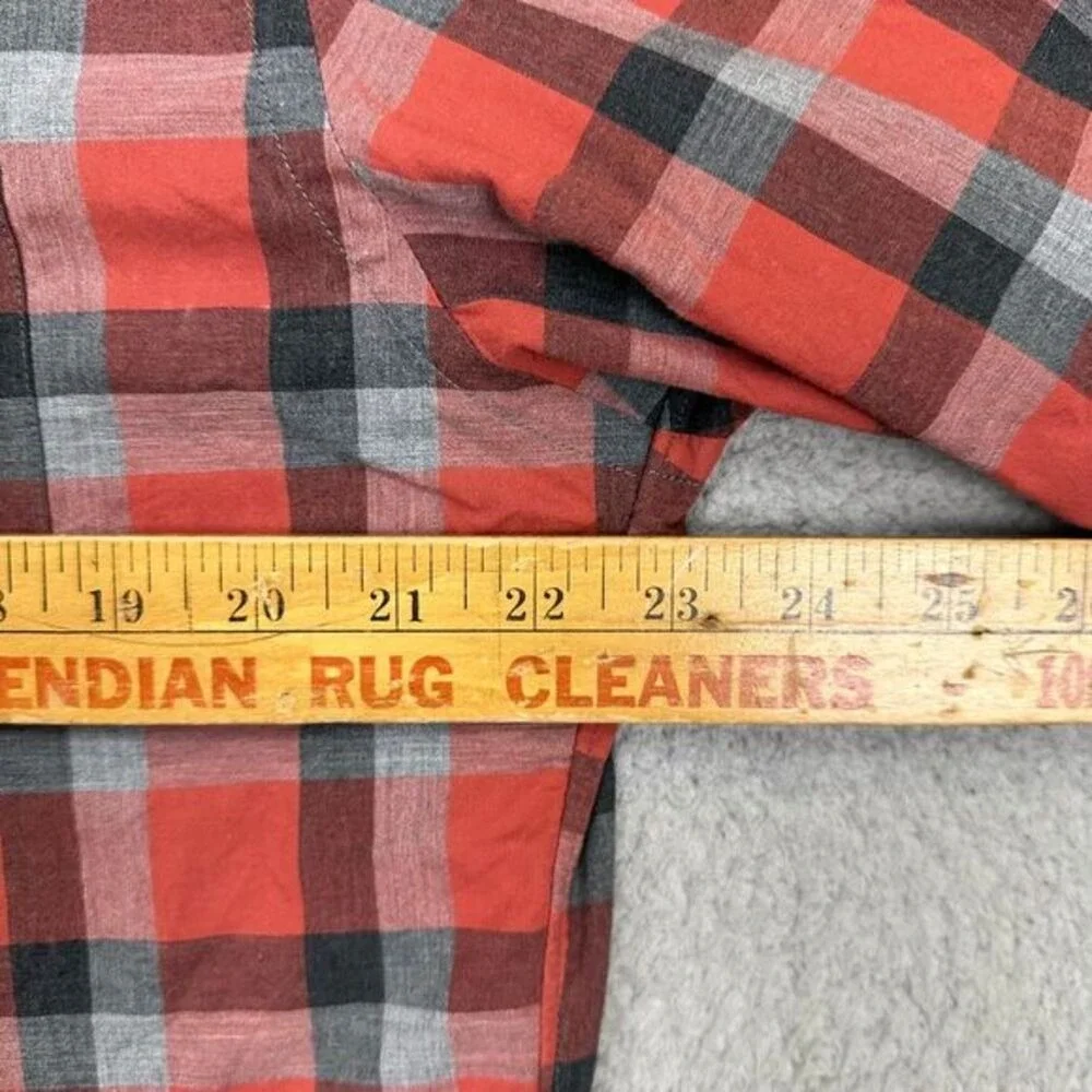 J. Crew Dress Shirt Adult Large 16-16.5 Red Gray Plaid Button Down Pocket Mens